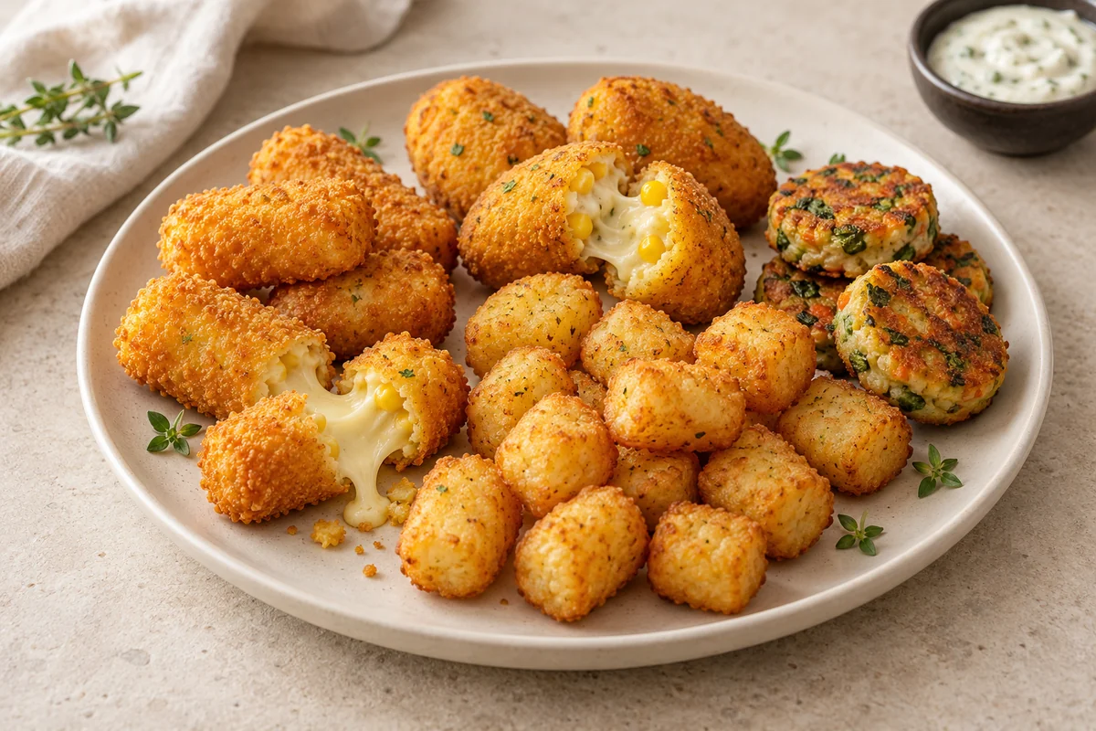Cheese Potato Specialties served on a ceramic plate